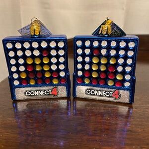 Connect 4 Old World Christmas Ornament Set of 2 Christmas Tree Ornaments NWT